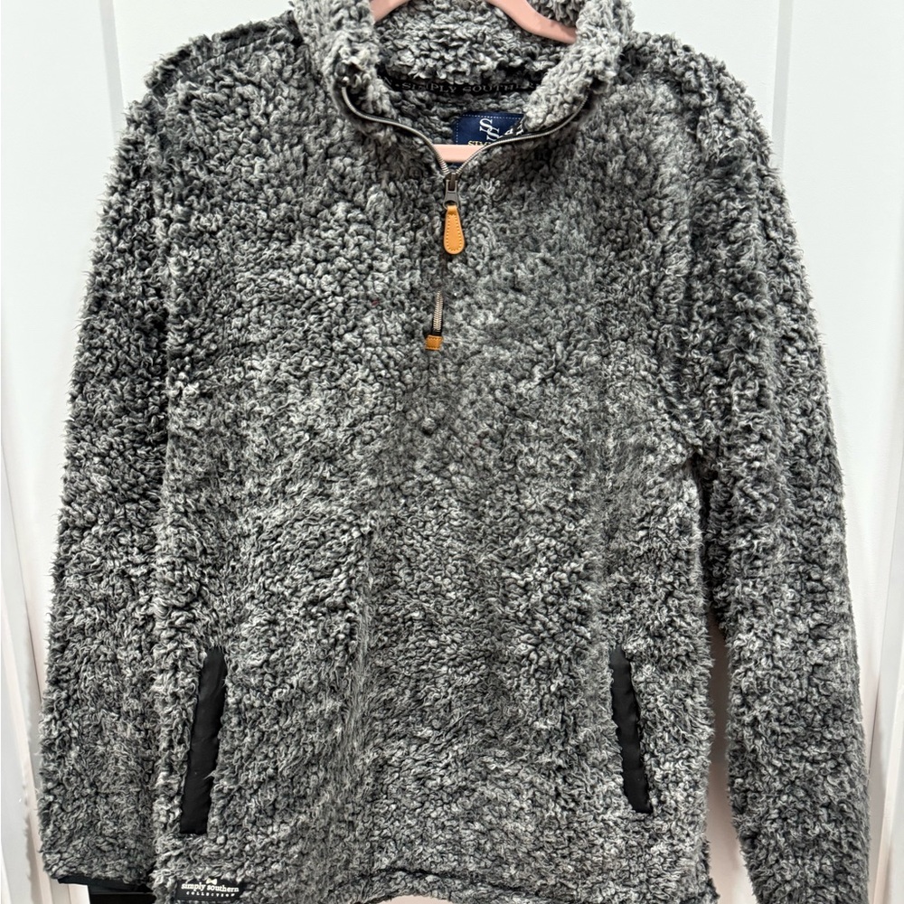 Simply Southern Women's Gray Zip-Up Sherpa Top